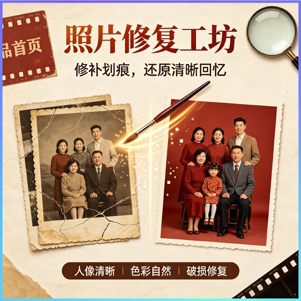 AI老照片修复工具电脑版 模糊人像一键高清 本地离线运行 一次买断终身可用